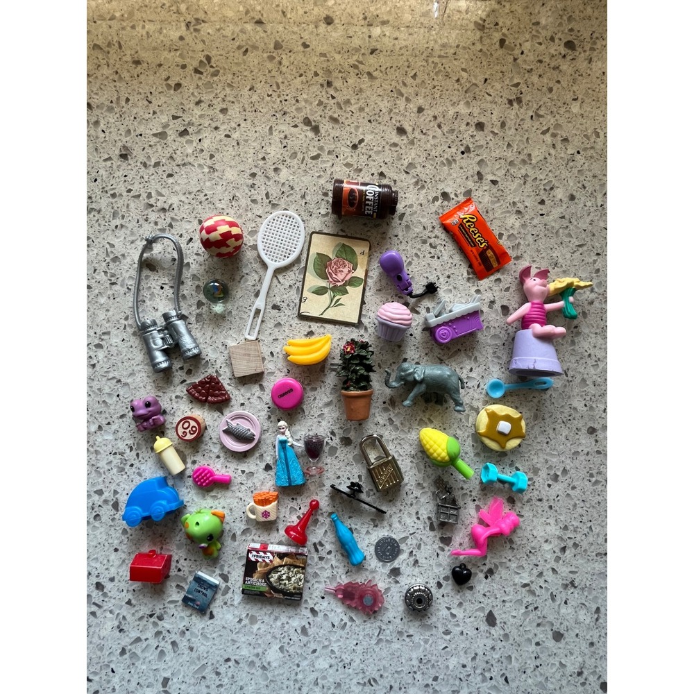 Mixed Miniature Toy Lot Tiny Food Animals Figures Dollhouse Accessories Trinkets